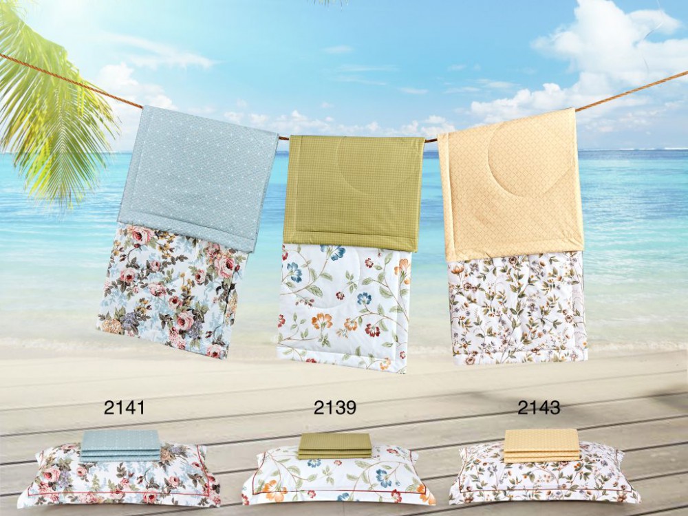 картинка комплект с летним одеялом из печатного сатина 160х220 см, 2139-osps от магазина asabella в Санкт-Петербурге