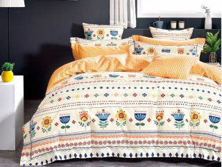 картинка комплект постельного белья 1,5-спальный, печатный сатин 1473-4xs от магазина asabella в Санкт-Петербурге