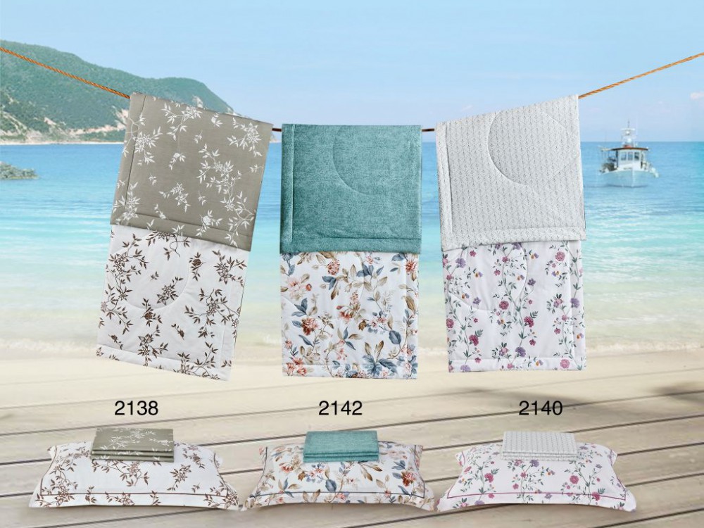 картинка комплект с летним одеялом из печатного сатина 160х220 см, 2142-osps от магазина asabella в Санкт-Петербурге