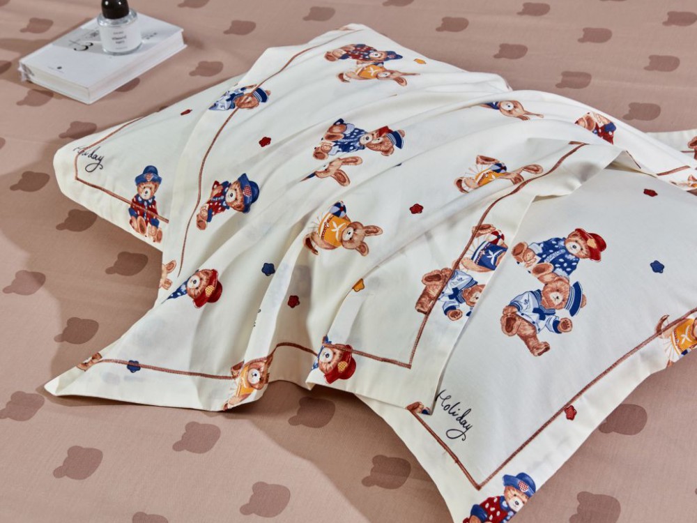 картинка комплект постельного белья 1,5-спальный, печатный сатин 2041-4xs от магазина asabella в Санкт-Петербурге
