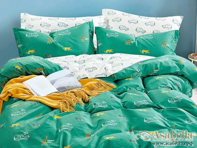 картинка комплект постельного белья 1,5-спальный, печатный сатин 1207-4s от магазина asabella в Санкт-Петербурге