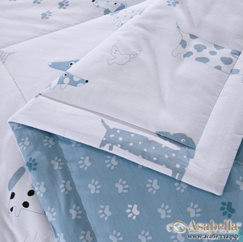 картинка одеяло летнее двустороннее собачки asabella 101-os, размер 160*220 см. от магазина asabella в Санкт-Петербурге
