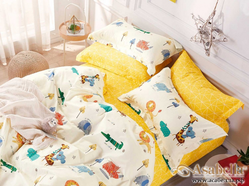 картинка комплект постельного белья 1,5-спальный, печатный сатин 1228-4xs от магазина asabella в Санкт-Петербурге