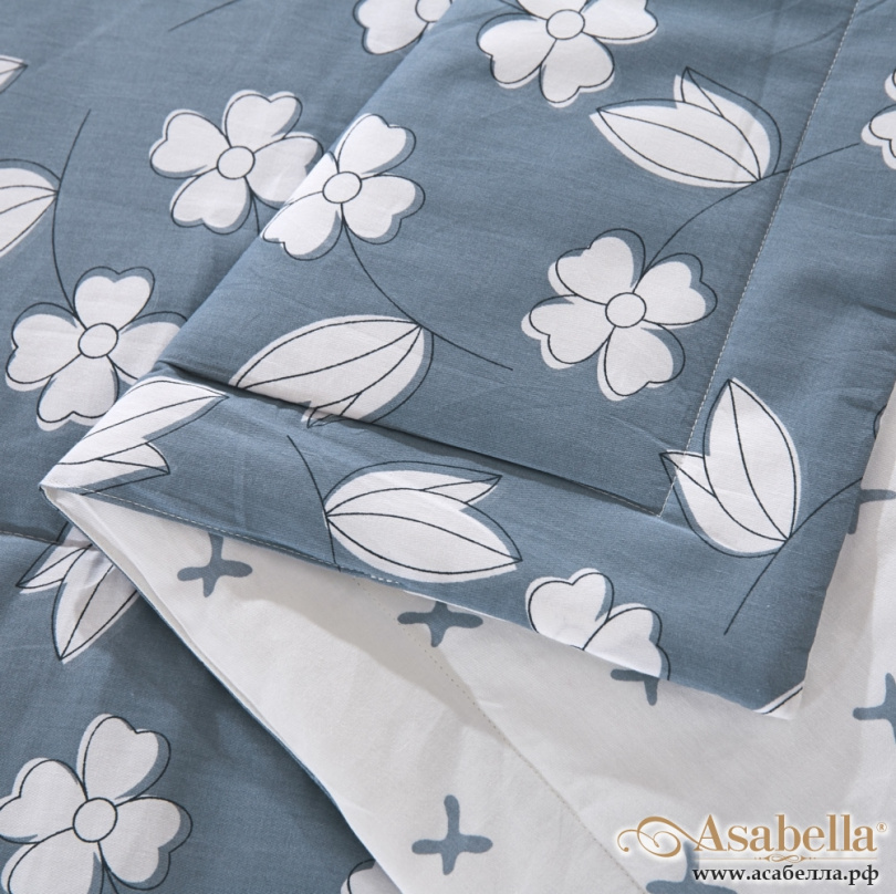 картинка одеяло летнее двустороннее синее asabella 419-os, размер 160*220 см. от магазина asabella в Санкт-Петербурге