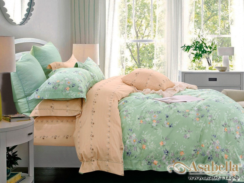 картинка комплект постельного белья 1,5-спальный, печатный сатин 1269-4s от магазина asabella в Санкт-Петербурге