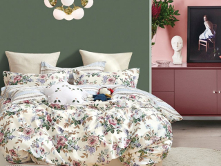 картинка комплект постельного белья 1,5-спальный, печатный сатин 1732-4s от магазина asabella в Санкт-Петербурге