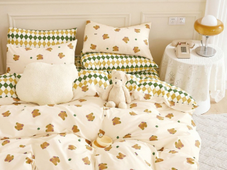 картинка комплект постельного белья 1,5-спальный, печатный сатин 2042-4xs от магазина asabella в Санкт-Петербурге