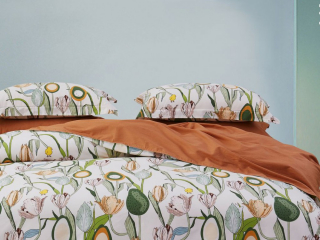 картинка комплект постельного белья 1,5-спальный, печатный сатин 1729-4s от магазина asabella в Санкт-Петербурге