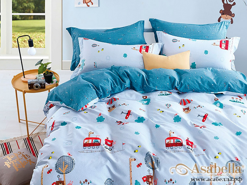 картинка комплект постельного белья 1,5-спальный, печатный сатин 1025-4s от магазина asabella в Санкт-Петербурге