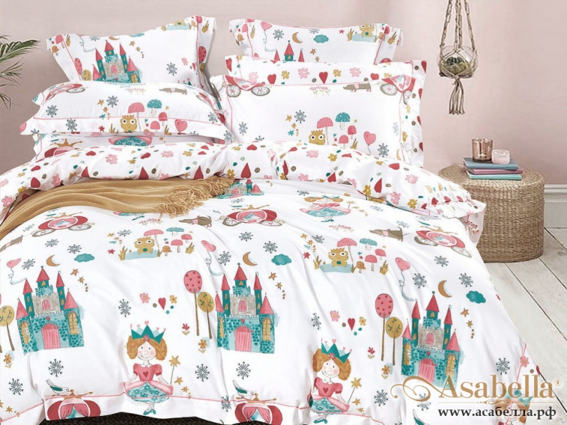картинка комплект постельного белья 1,5-спальный, печатный сатин 1094-4s от магазина asabella в Санкт-Петербурге