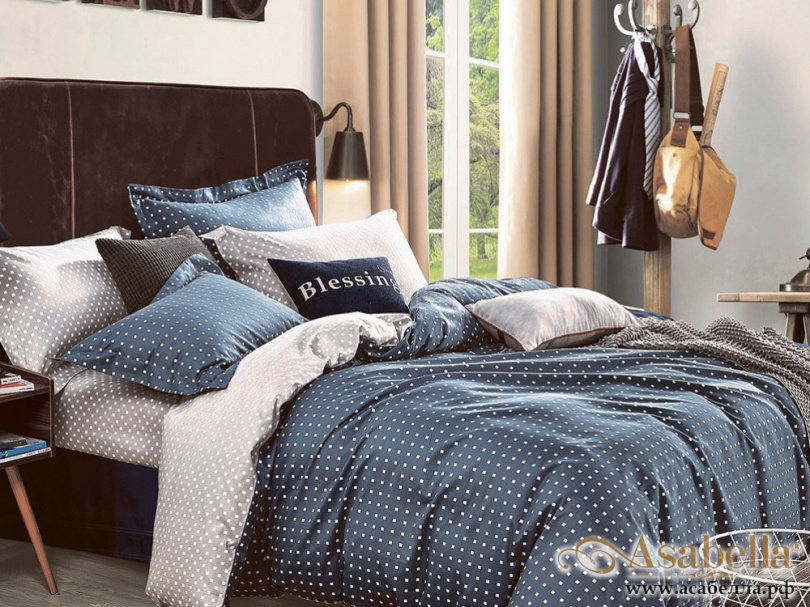картинка комплект постельного белья 1,5-спальный, печатный сатин 1023-4s от магазина asabella в Санкт-Петербурге