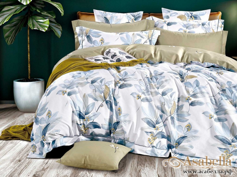 картинка комплект постельного белья 1,5-спальный, печатный сатин 1400-4s от магазина asabella в Санкт-Петербурге