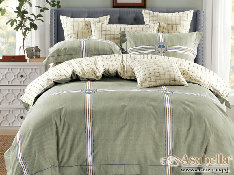 картинка комплект постельного белья 1,5-спальный, печатный сатин 386-4s от магазина asabella в Санкт-Петербурге