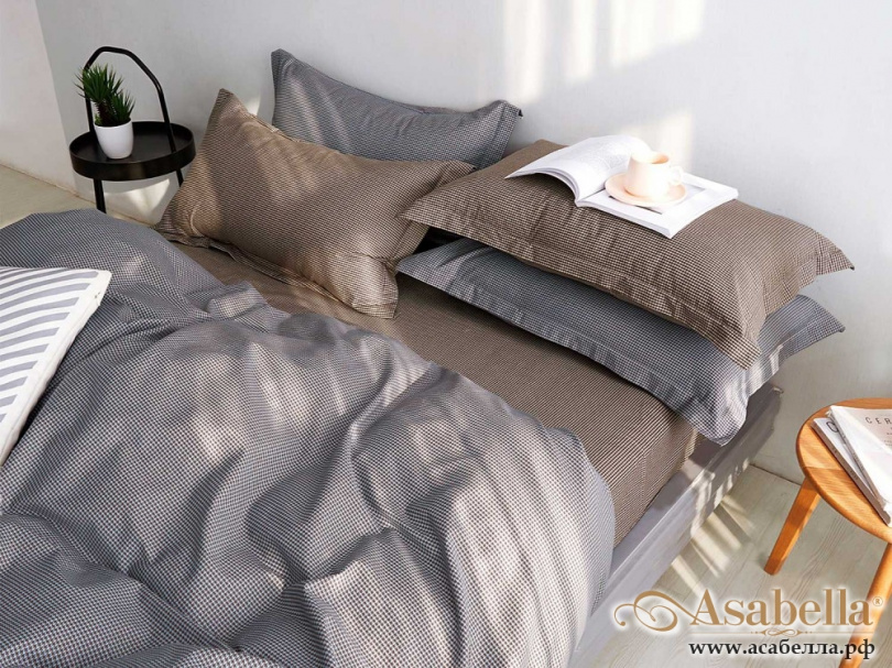 картинка комплект постельного белья 1,5-спальный, печатный сатин 1231-4s от магазина asabella в Санкт-Петербурге