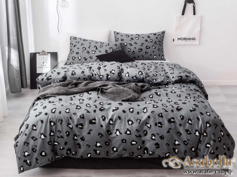 картинка комплект постельного белья 1,5-спальный, печатный сатин 1352-4s от магазина asabella в Санкт-Петербурге