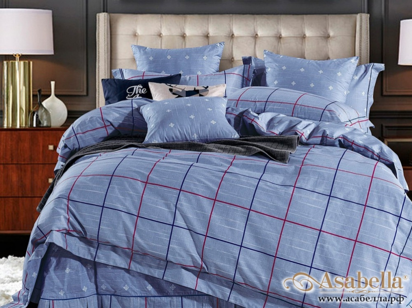 картинка комплект постельного белья 1,5-спальный, печатный сатин 1014-4s от магазина asabella в Санкт-Петербурге