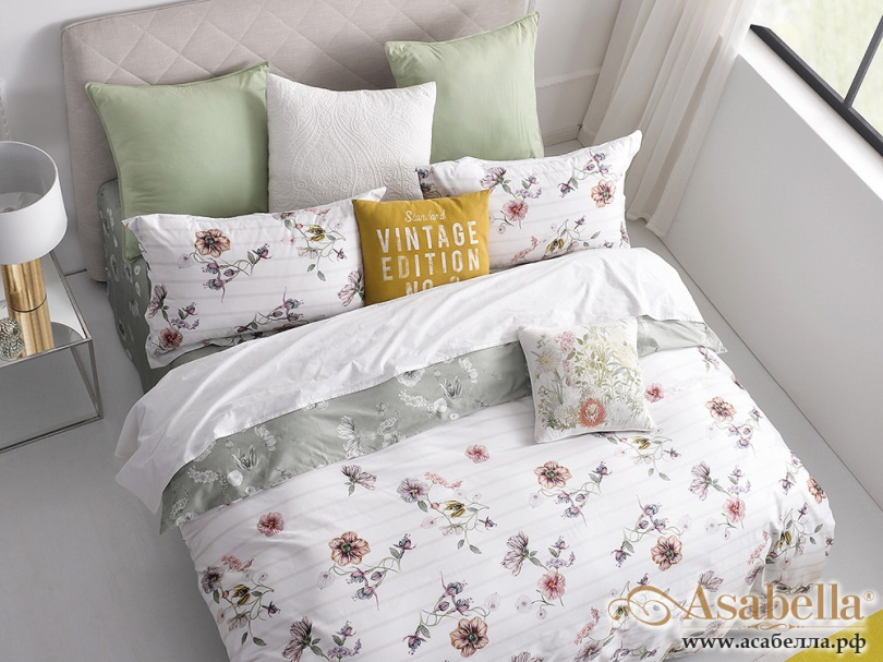 картинка комплект постельного белья 1,5-спальный, печатный сатин 338-4s от магазина asabella в Санкт-Петербурге