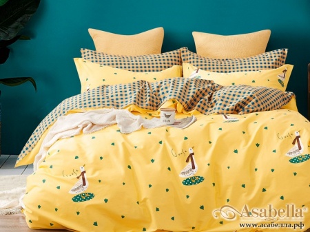 картинка комплект постельного белья 1,5-спальный, печатный сатин 1276-4s от магазина asabella в Санкт-Петербурге
