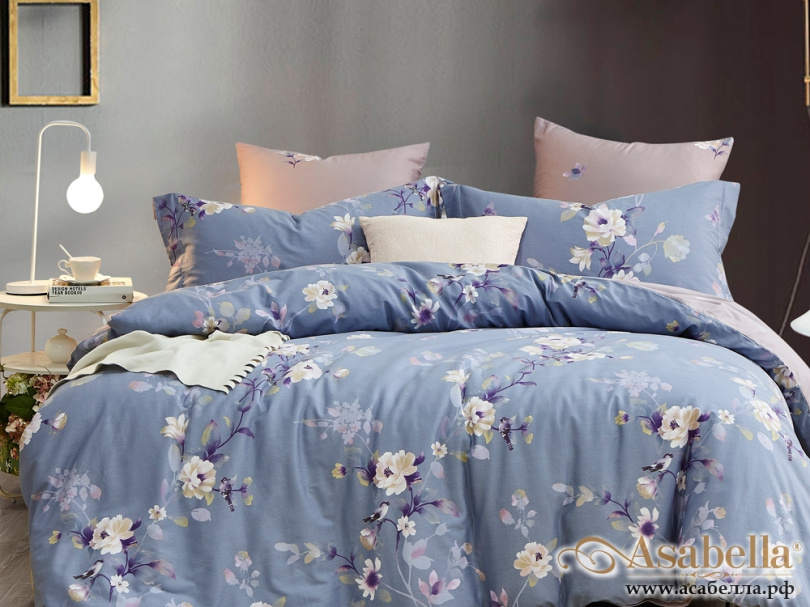 картинка комплект постельного белья семейный, печатный сатин 479-7 от магазина asabella в Санкт-Петербурге