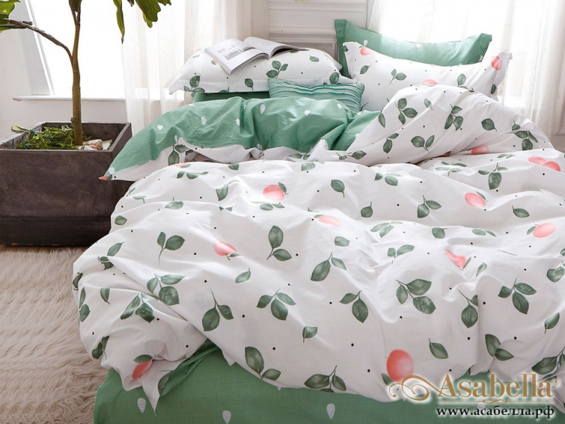 картинка комплект постельного белья 1,5-спальный, печатный сатин 1232-4s от магазина asabella в Санкт-Петербурге