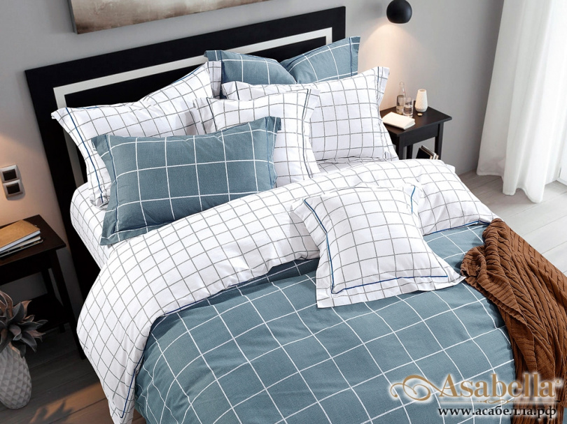 картинка комплект постельного белья 1,5-спальный, печатный сатин 562-4s от магазина asabella в Санкт-Петербурге