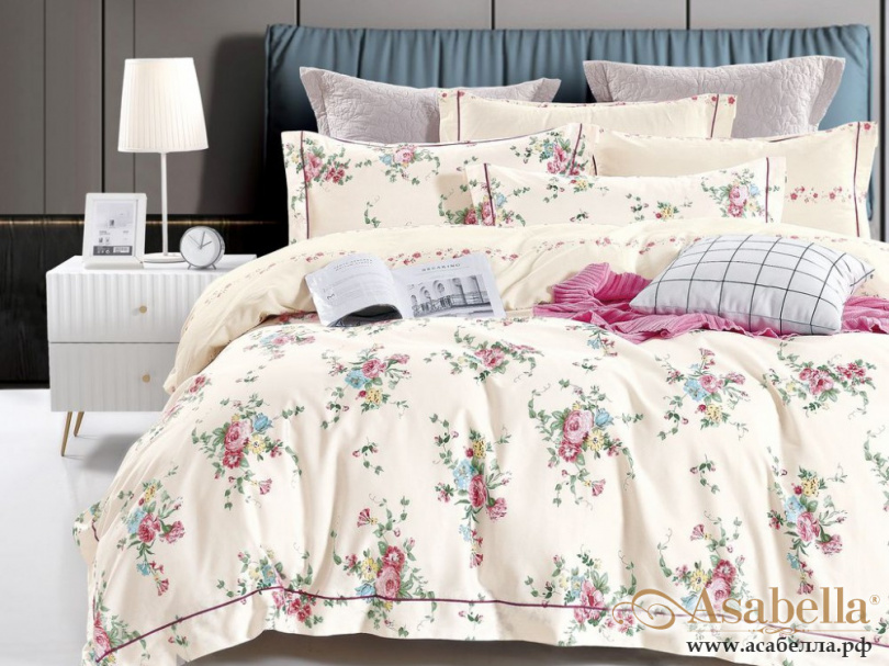 картинка комплект постельного белья 1,5-спальный, печатный сатин 1771-4s от магазина asabella в Санкт-Петербурге