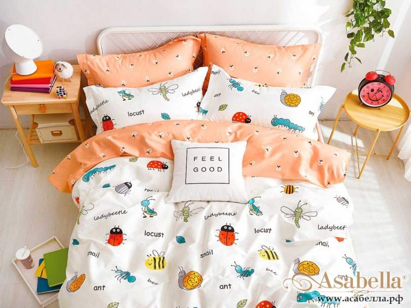 картинка комплект постельного белья 1,5-спальный, печатный сатин 1224-4xs от магазина asabella в Санкт-Петербурге