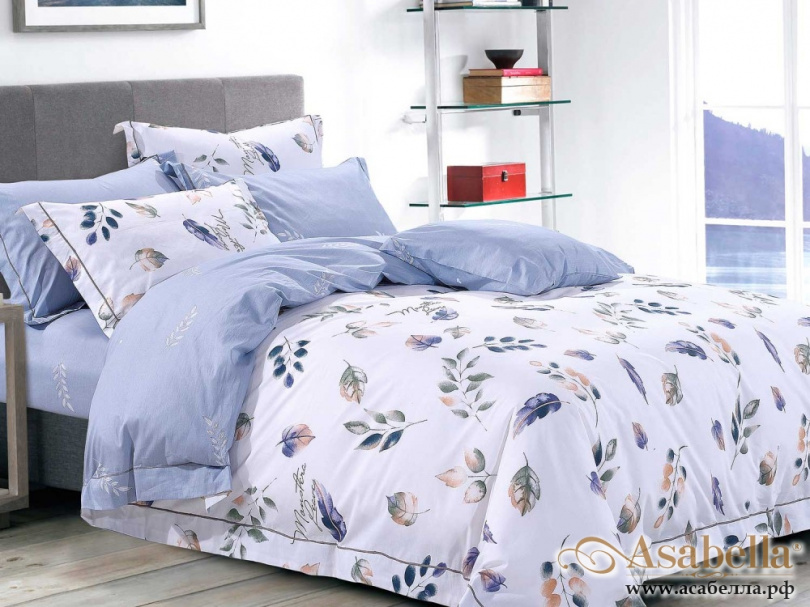 картинка комплект постельного белья 1,5-спальный, печатный сатин 1221-4s от магазина asabella в Санкт-Петербурге