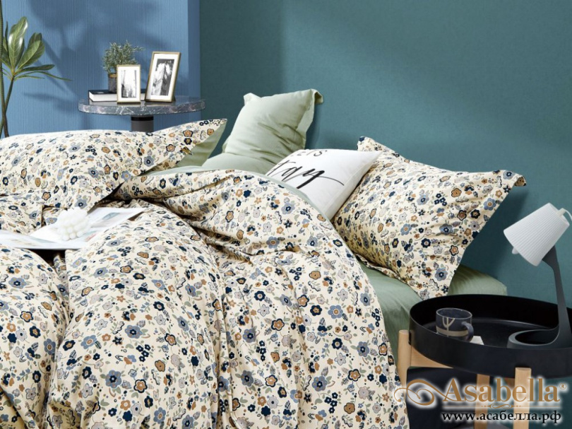 картинка комплект постельного белья 1,5-спальный, печатный сатин 1917-4s от магазина asabella в Санкт-Петербурге