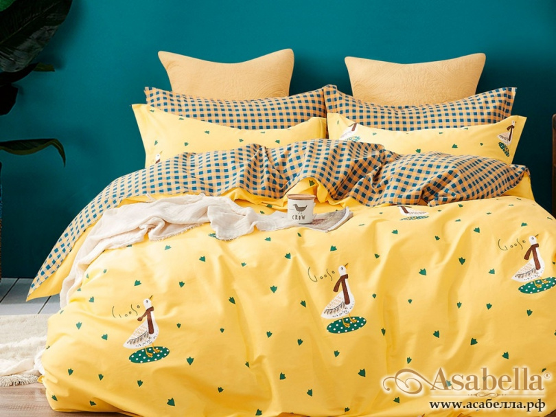 картинка комплект постельного белья 1,5-спальный, печатный сатин 1276-4xs от магазина asabella в Санкт-Петербурге