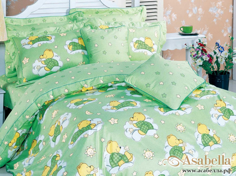 картинка комплект постельного белья 1,5-спальный, печатный сатин 1355-4xs от магазина asabella в Санкт-Петербурге