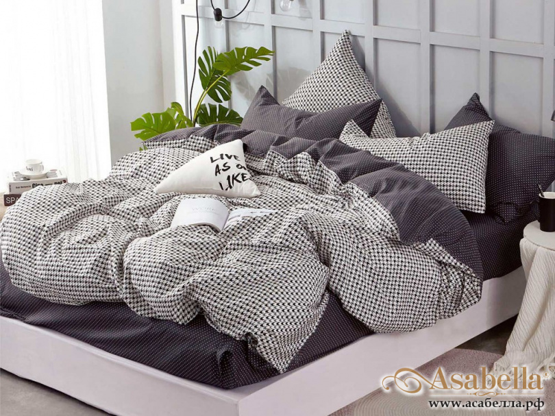 картинка комплект постельного белья 1,5-спальный, печатный сатин 1394-4s от магазина asabella в Санкт-Петербурге