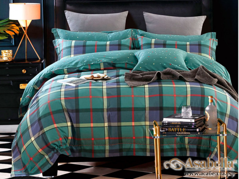 картинка комплект постельного белья 1,5-спальный, печатный сатин 1402-4s от магазина asabella в Санкт-Петербурге