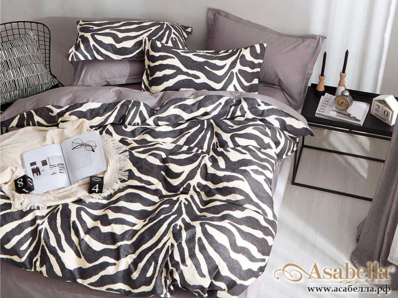 картинка комплект постельного белья 1,5-спальный, печатный сатин 1320-4s от магазина asabella в Санкт-Петербурге
