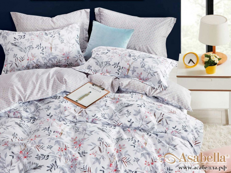 картинка комплект постельного белья 1,5-спальный, печатный сатин 1282-4s от магазина asabella в Санкт-Петербурге