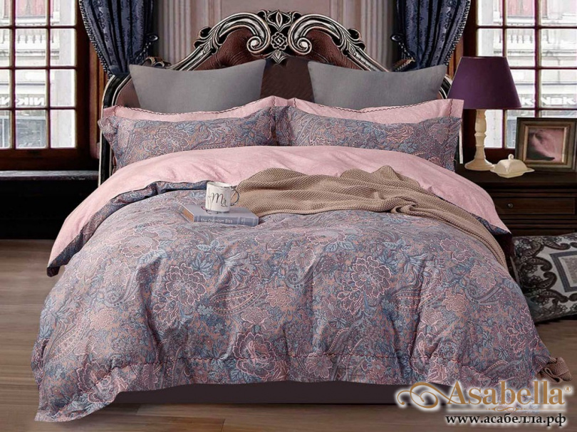 картинка комплект постельного белья семейный, печатный сатин 1403-7 от магазина asabella в Санкт-Петербурге