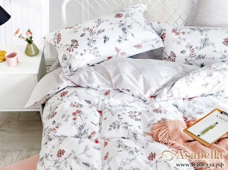картинка комплект постельного белья 1,5-спальный, печатный сатин 1279-4s от магазина asabella в Санкт-Петербурге